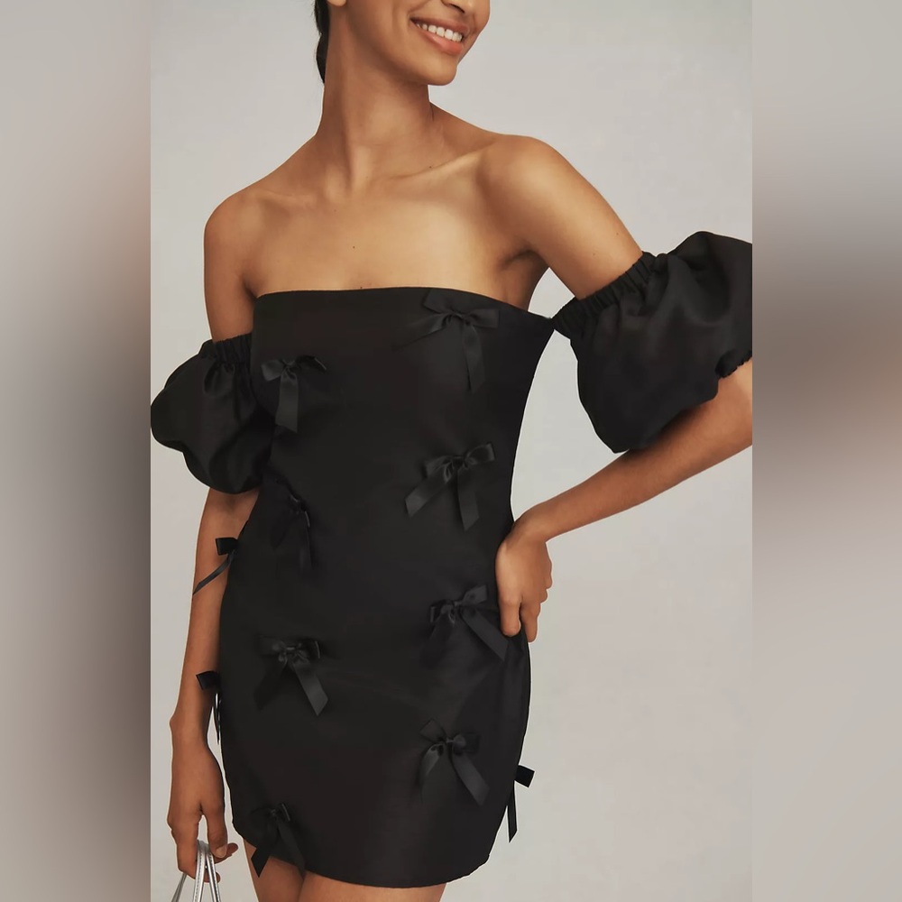 Anthropologie Hutch Off-The-Shoulder Bow Mini Dress